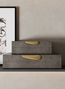 简约高级感样板间书房书柜装饰品摆件办公室客厅卧室软装组合