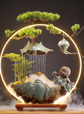 招财流水摆件家居创意喷泉客厅办公室桌面玄关乔迁新居开业礼品