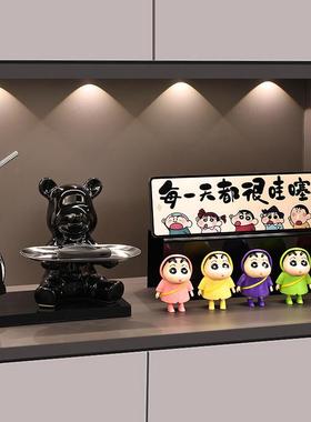 现代高级感客厅电视柜入户门钥匙收纳玄关摆件鞋柜玫瑰香薰装饰画