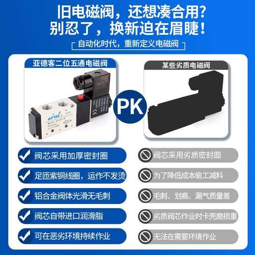 亚德客电磁气动阀 4v210一08 220v控制器气阀换向阀电子阀线圈24v - 图2