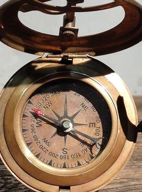 2023新款仿古铜罗盘怀表指南针家居装饰工艺品古玩收藏铜摆件
