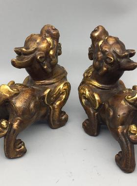 铜貔貅摆件仿古工艺铜鎏金貔貅摆件居家办公室工艺品摆件