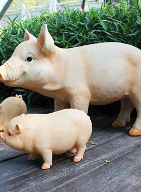 户外园林花园庭院仿真动物雕塑树脂猪摆件动物园农场饭店门口装饰