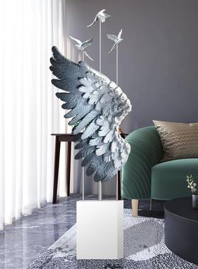 羽毛大型落地摆件客厅电视柜旁边进门玄关办公室摆设乔迁新居礼品