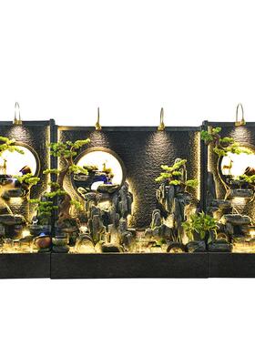 新中式水幕墙流水屏风假山喷泉摆件公司酒店背景墙庭院水景观装饰