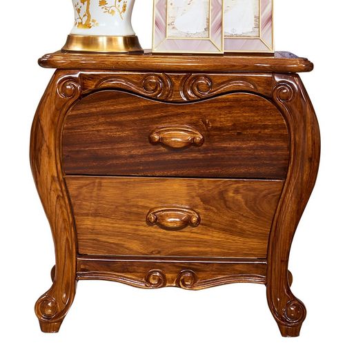 乌金木床头柜 全实木卧室窗头柜奢华风格家用简欧床边欧式柜子 - 图3