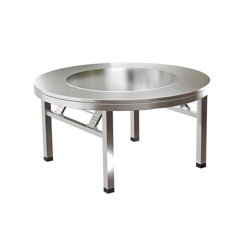 特厚全不锈钢餐桌内置转盘折叠圆桌台面便携式一体家用商贩火锅桌,淘宝优惠券,粉丝福利购,淘宝优惠卷