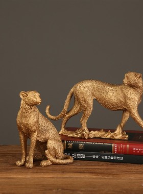 现代简约豹子动物家居客厅电视柜办公桌面摆设创意酒柜装饰品摆件