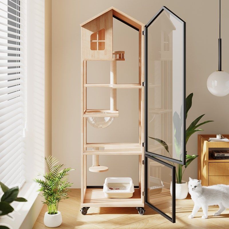 猫咪猫别墅家用室内猫屋不占地猫砂盆一体全景实木猫柜猫窝猫笼子,淘宝优惠券,粉丝福利购,淘宝优惠卷