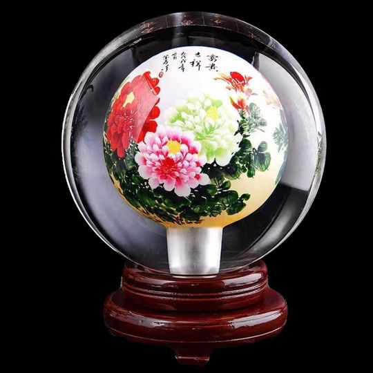 Hengshui interior painted crystal ball hand-painted ornaments office decoration cashier hotel company opening gifts