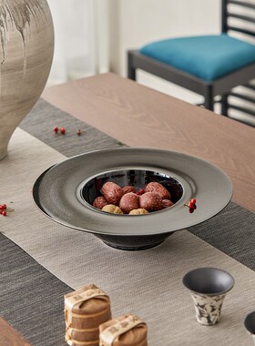 邸高茶室陈列场景 陶瓷水墨银纹提梁壶公道杯煮茶炉大罐茶具摆件