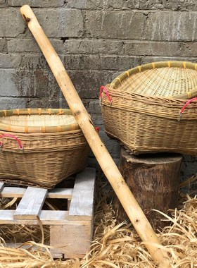 农家乐乡村振兴箩筐丰收摆件餐厅超市农产品展示篮围炉煮茶装饰品
