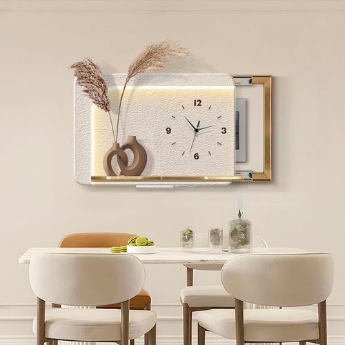 发光立体实物电表箱装饰画钟表遮挡配电箱挂画高级感奶油风开关画 - 图2