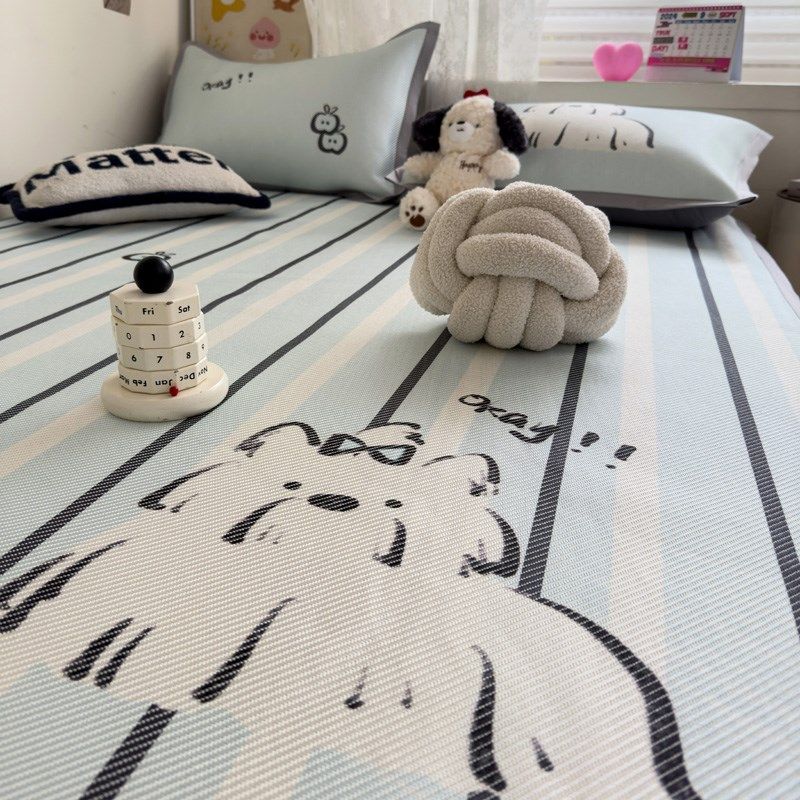 冰丝凉席三件套亲肤儿童软席子可机洗水洗学生宿舍单人空调席草席,淘宝优惠券,粉丝福利购,淘宝优惠卷