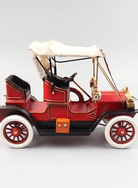 1911年福特T型老爷车汽车模型复古铁皮做旧手工艺品收藏装饰摆件