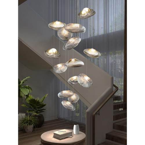 设计师云朵玻璃吊灯餐厅奶茶服装店复式楼客厅售楼部楼梯长线吊灯 - 图2