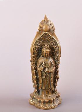 宏达 全黄铜仿古包浆西方三圣观音菩萨佛圣像铜器摆件