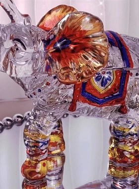 欧式彩绘大号水晶玻璃大象摆件糖果罐JYY