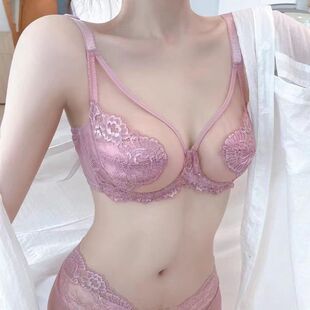 内衣女大胸显小薄款套装超薄款蕾丝文胸罩