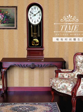 整点报时钟表座钟客厅报时复古装饰静音摆钟创意时钟大号台钟摆件