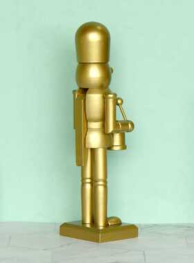 欧式新款25CM简约风金色打鼓鼓士兵胡桃夹子圣诞装饰欧式家居摆件