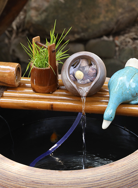 小型陶瓷鱼缸自制出水口diy装饰循环吐水流水器摆件水族箱微景观