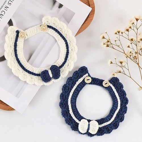 猫咪项圈手工DIY毛线编织围脖英伦风围巾萌拍网红项圈狗狗围脖 - 图2