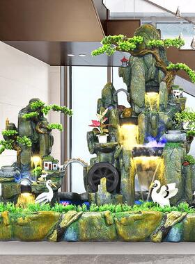 落地大型假山流水喷泉鱼缸风水轮加湿器创意摆件酒店庭院客厅装饰