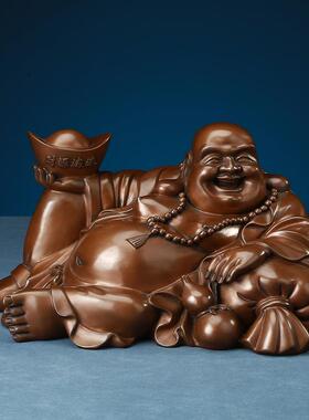 紫铜弥勒像摆件工艺品笑佛大肚弥勒托宝佛家居礼品