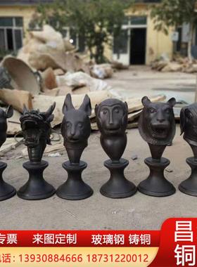 纯铜十二生肖兽头像摆件纯铜十二生肖全套喷水大型流水景观喷泉