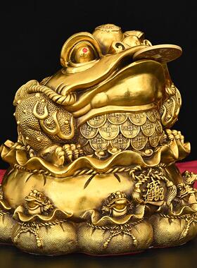 黄铜金蟾摆件如意金蟾家居装饰乔迁开业礼品摆件铜器工艺品