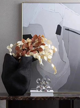 意式极简创意几何透明树脂鳞片摆件软装售楼部餐桌面花瓶花器饰品