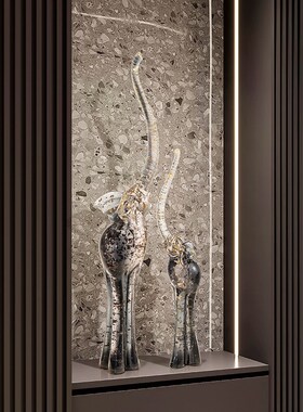 入户玄关抽象大象摆件现代艺术高档客厅电视柜壁龛细长工艺品装饰