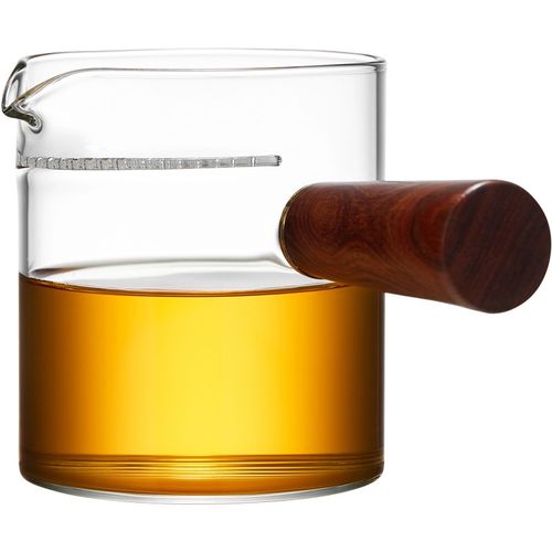 绿昌明玻璃公道杯侧把分茶器绿茶月牙过滤泡茶壶木把月牙一体茶杯 - 图3