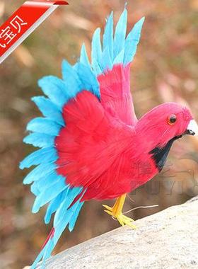 仿真鹦鹉金刚羽毛园林家居装饰展览馆场景布置商城手工仿生摆件