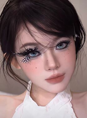 赵丽颖同款蝴蝶振翅假睫毛夸张彩色波点羽毛辣妹妆cos舞台妆造