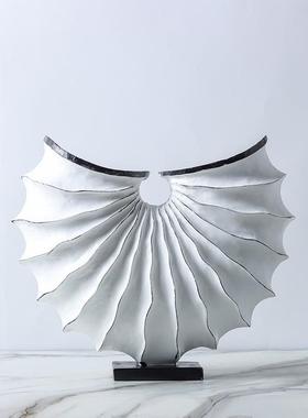 新中式中古侘寂风创意仿木树脂海螺圆环造型摆件样板间家居装饰品