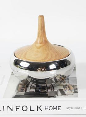 简约家居茶几不锈钢糖果罐储物罐摆件家用干果罐软装饰品