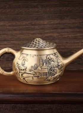 黄铜四大神兽茶壶龙凤呈祥茶壶山水茶壶福韵茶壶渔翁壶百福茶壶
