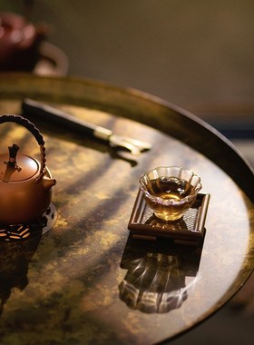 朱炳仁铜 创意铜铸中式茶几家具小桌子置物客厅边几吉金圆满圆桌