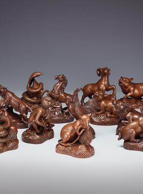 紫铜十二生肖鼠牛虎兔龙蛇马羊猴鸡狗猪摆件铜工艺品装饰生日赠礼