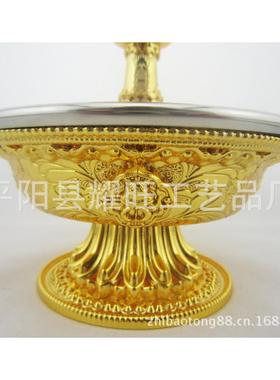 供品 精美不锈钢内胆 铜鎏金供杯八吉祥护法杯 铜小号 供水杯