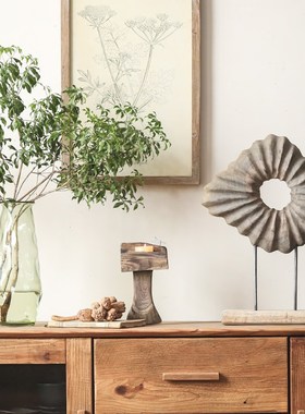 不规则原木手作摆件侘寂风复古泡桐玄关摆设装饰品木制实木工艺品