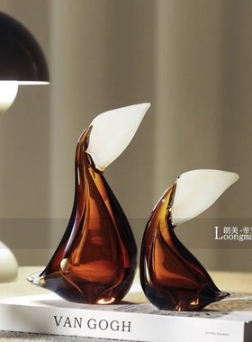 现代简约艺术玻璃小鸟摆件儿童房客厅电视柜工艺品软装高级感摆设