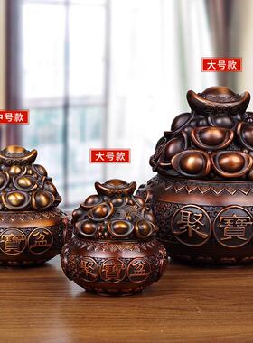 办公室桌元宝聚宝盆纯彩铜摆件 电视柜客厅装饰工艺品家装摆设