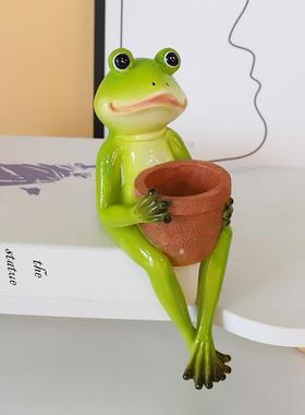 创意家居青蛙摆件动物树脂工艺品卡通客厅桌面装饰品新品墨绿色