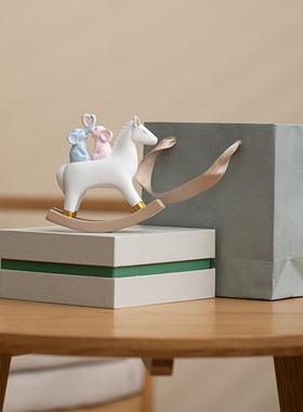 平安喜乐摇摇马大象摆件树脂工艺品家居装饰品结婚送礼吉祥装饰