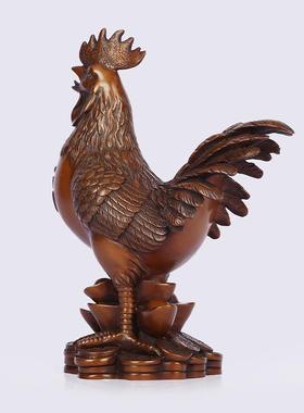 铜欣祥紫铜《金钱福鸡》生肖鸡家居办公室工艺品摆件商务礼品