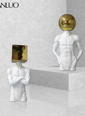 创意简约几何形人物树脂摆件样板房客厅电视柜家居软装工艺品摆设