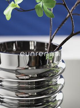 由南简约现代银色玻璃花瓶花器家居摆设样板房间装饰品插干花摆件